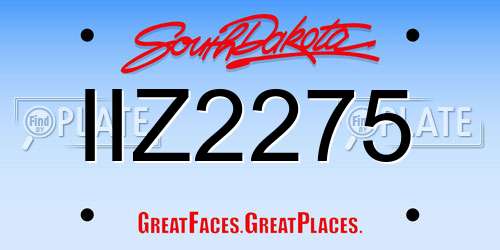 IIZ2275 South Dakota License Plate