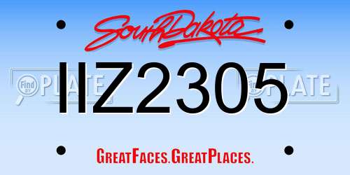 IIZ2305 South Dakota License Plate