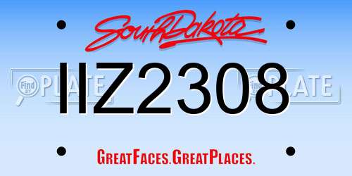 IIZ2308 South Dakota License Plate