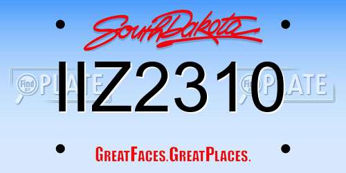 IIZ2310 South Dakota License Plate