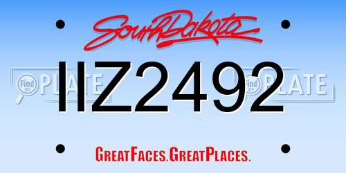 IIZ2492 South Dakota License Plate