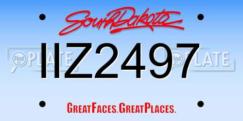 IIZ2497 South Dakota License Plate
