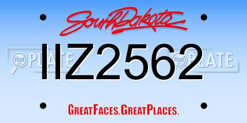 IIZ2562 South Dakota License Plate