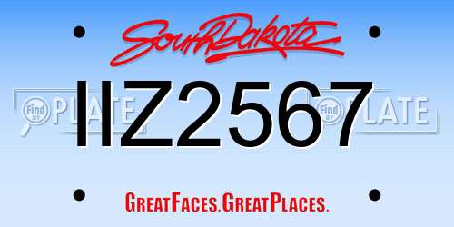 IIZ2567 South Dakota License Plate