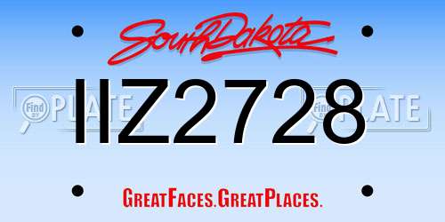 IIZ2728 South Dakota License Plate