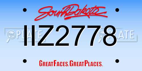 IIZ2778 South Dakota License Plate
