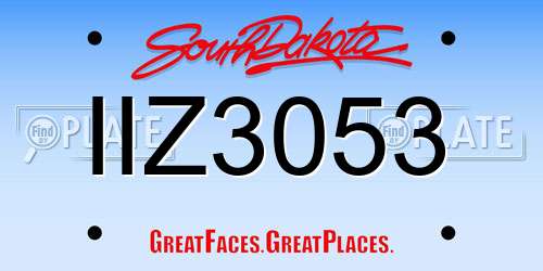 IIZ3053 South Dakota License Plate