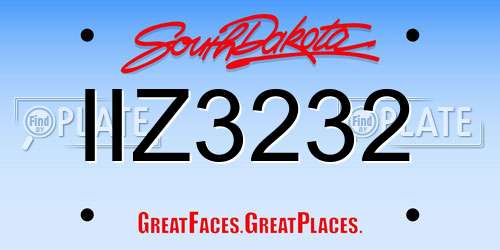 IIZ3232 South Dakota License Plate