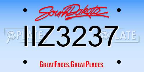 IIZ3237 South Dakota License Plate