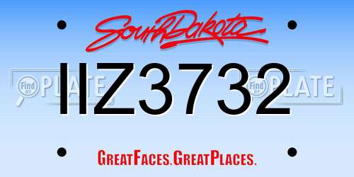 IIZ3732 South Dakota License Plate