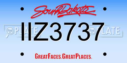 IIZ3737 South Dakota License Plate