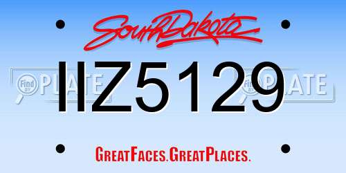 IIZ5129 South Dakota License Plate