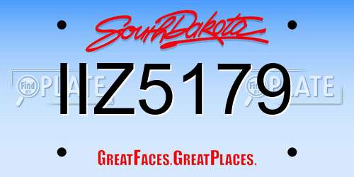 IIZ5179 South Dakota License Plate