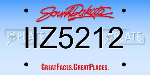 IIZ5212 South Dakota License Plate