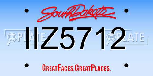 IIZ5712 South Dakota License Plate