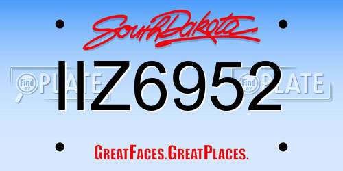 IIZ6952 South Dakota License Plate