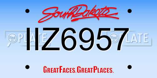 IIZ6957 South Dakota License Plate
