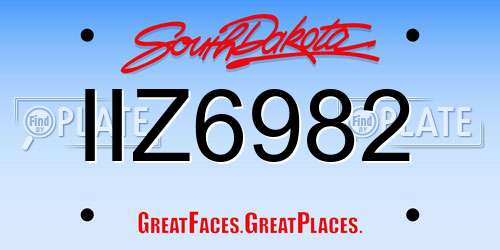 IIZ6982 South Dakota License Plate