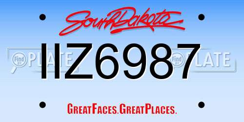 IIZ6987 South Dakota License Plate
