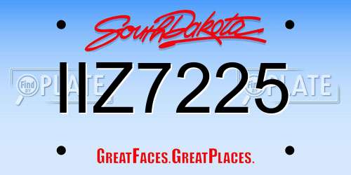 IIZ7225 South Dakota License Plate