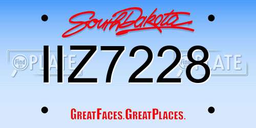 IIZ7228 South Dakota License Plate