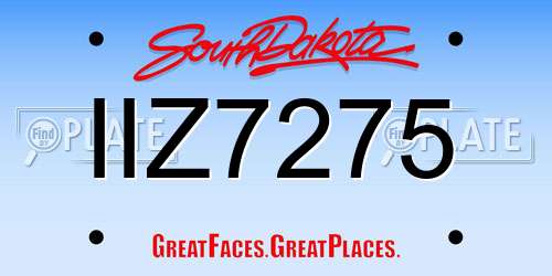 IIZ7275 South Dakota License Plate