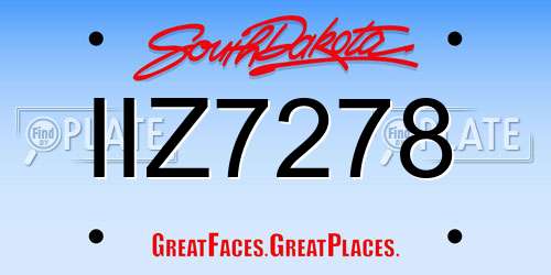 IIZ7278 South Dakota License Plate