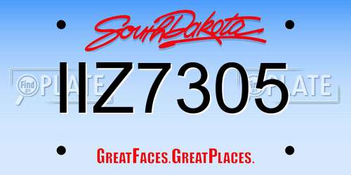 IIZ7305 South Dakota License Plate