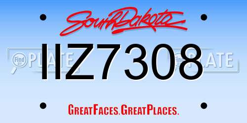 IIZ7308 South Dakota License Plate