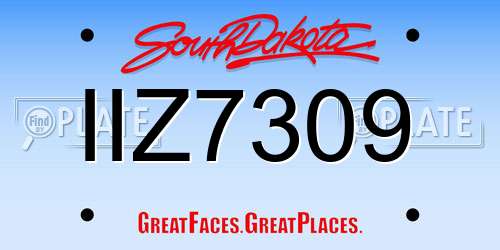 IIZ7309 South Dakota License Plate