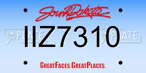 IIZ7310 South Dakota License Plate