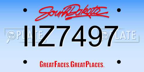 IIZ7497 South Dakota License Plate