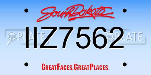 IIZ7562 South Dakota License Plate