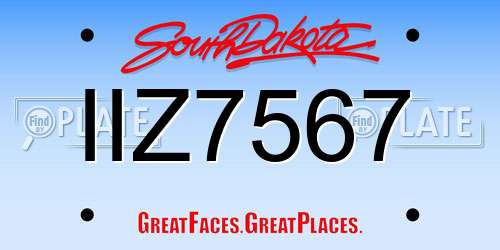 IIZ7567 South Dakota License Plate