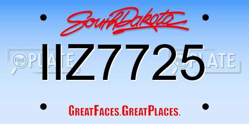IIZ7725 South Dakota License Plate