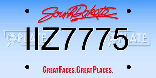 IIZ7775 South Dakota License Plate