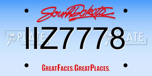 IIZ7778 South Dakota License Plate
