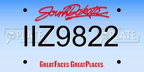 IIZ9822 South Dakota License Plate
