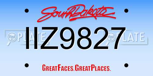 IIZ9827 South Dakota License Plate