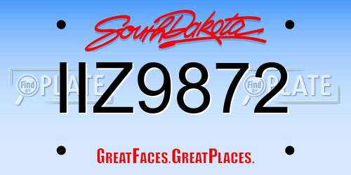 IIZ9872 South Dakota License Plate