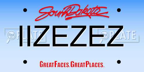 IIZEZEZ South Dakota License Plate