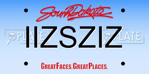 IIZSZIZ South Dakota License Plate
