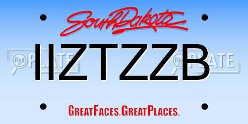 IIZTZZB South Dakota License Plate