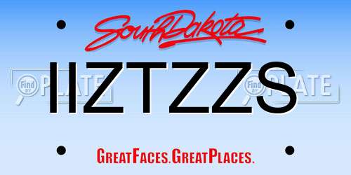 IIZTZZS South Dakota License Plate
