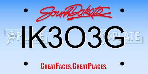 IK3O3G South Dakota License Plate
