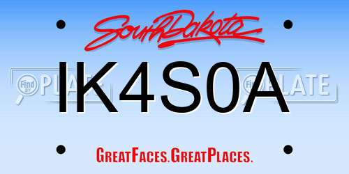IK4S0A South Dakota License Plate
