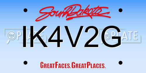 IK4V2G South Dakota License Plate