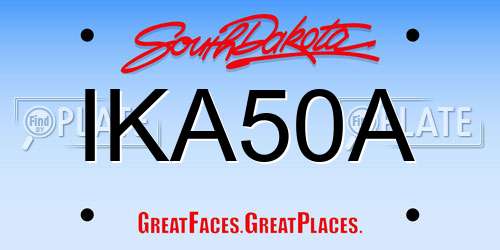 IKA50A South Dakota License Plate