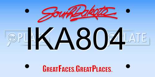 IKA804 South Dakota License Plate