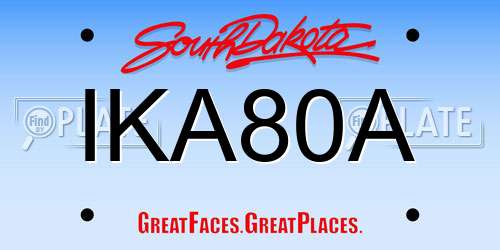 IKA80A South Dakota License Plate